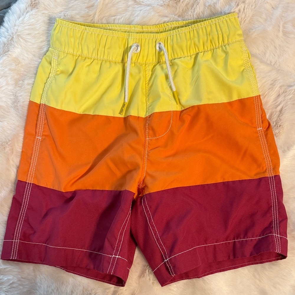 GAP Boy's Yellow, Orange, and Berry Swim Trunks, Size 8